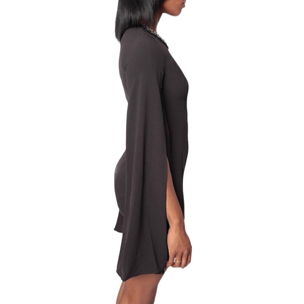 Mustard Seed Embellished Open Long Sleeve Mini Dress - Picture 3 of 16